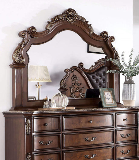 Esparanza Brown Cherry Mirror from Furniture of America - Luna Furniture