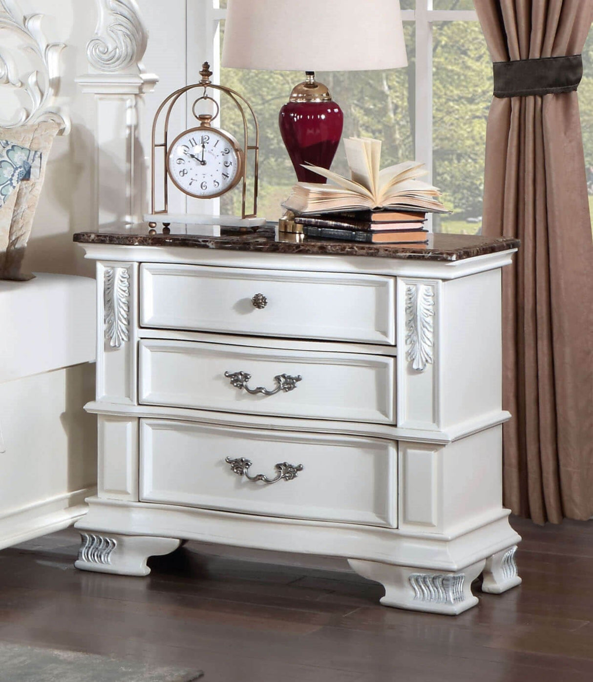 Esparanza Pearl White Night Stand from Furniture of America - Luna Furniture