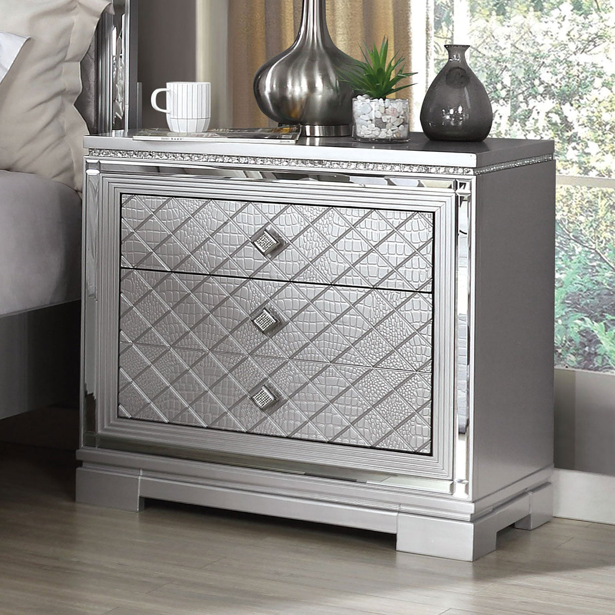 Belleterre Silver Night Stand from Furniture of America - Luna Furniture