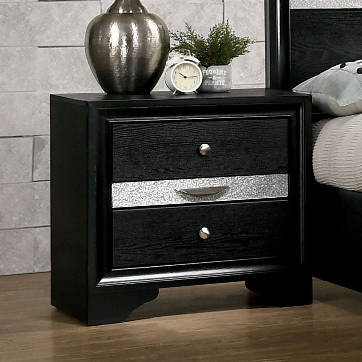 Chrissy Black Night Stand from Furniture of America - Luna Furniture