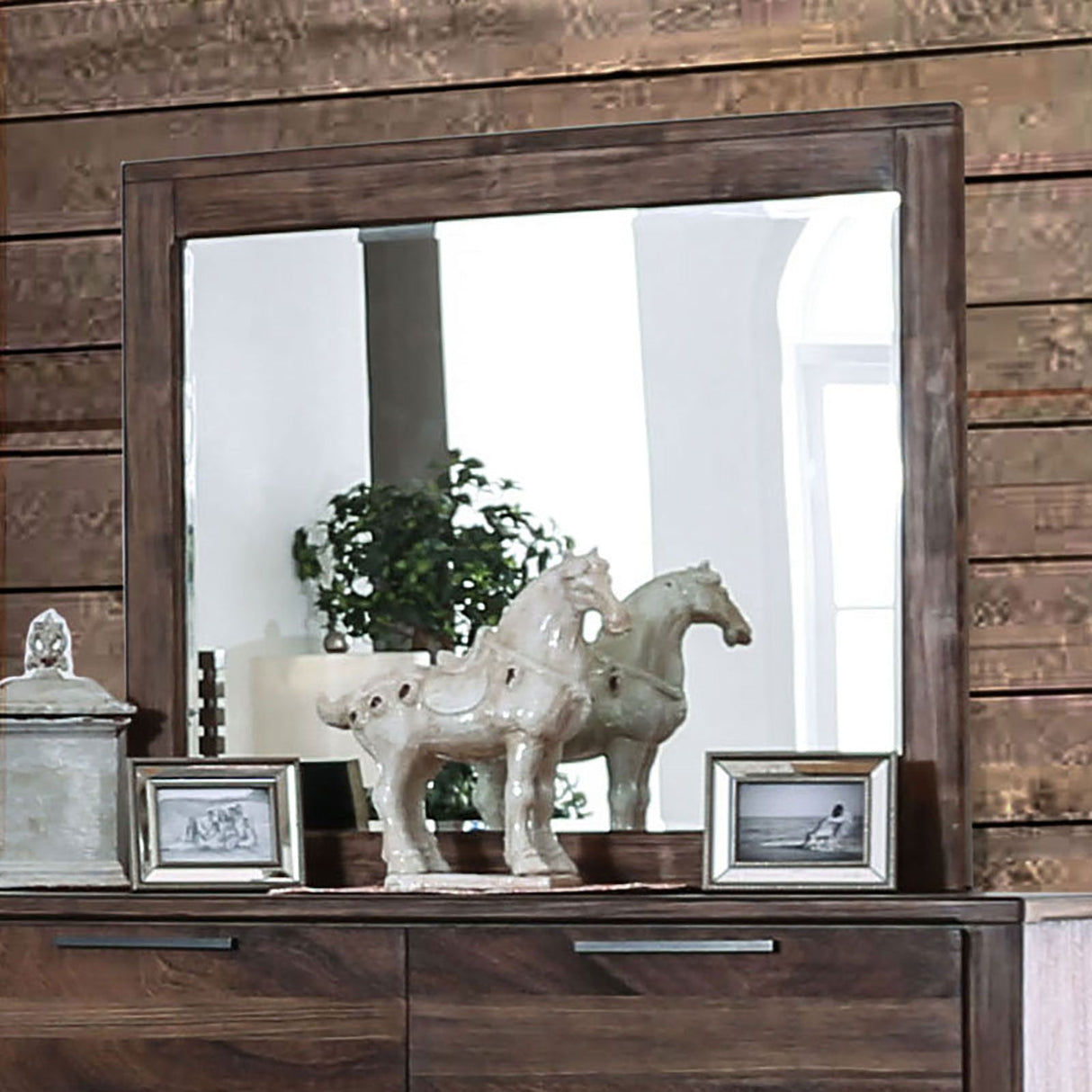 Hankinson Rustic Natural Tone Mirror from Furniture of America - Luna Furniture