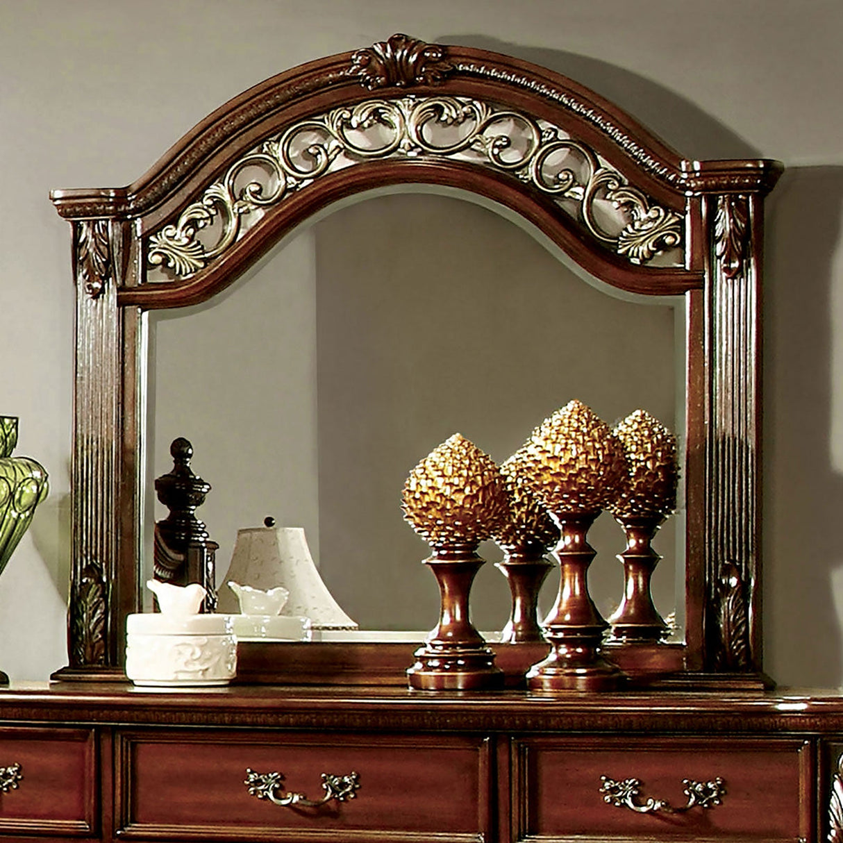 Arthur Brown Cherry Mirror from Furniture of America - Luna Furniture