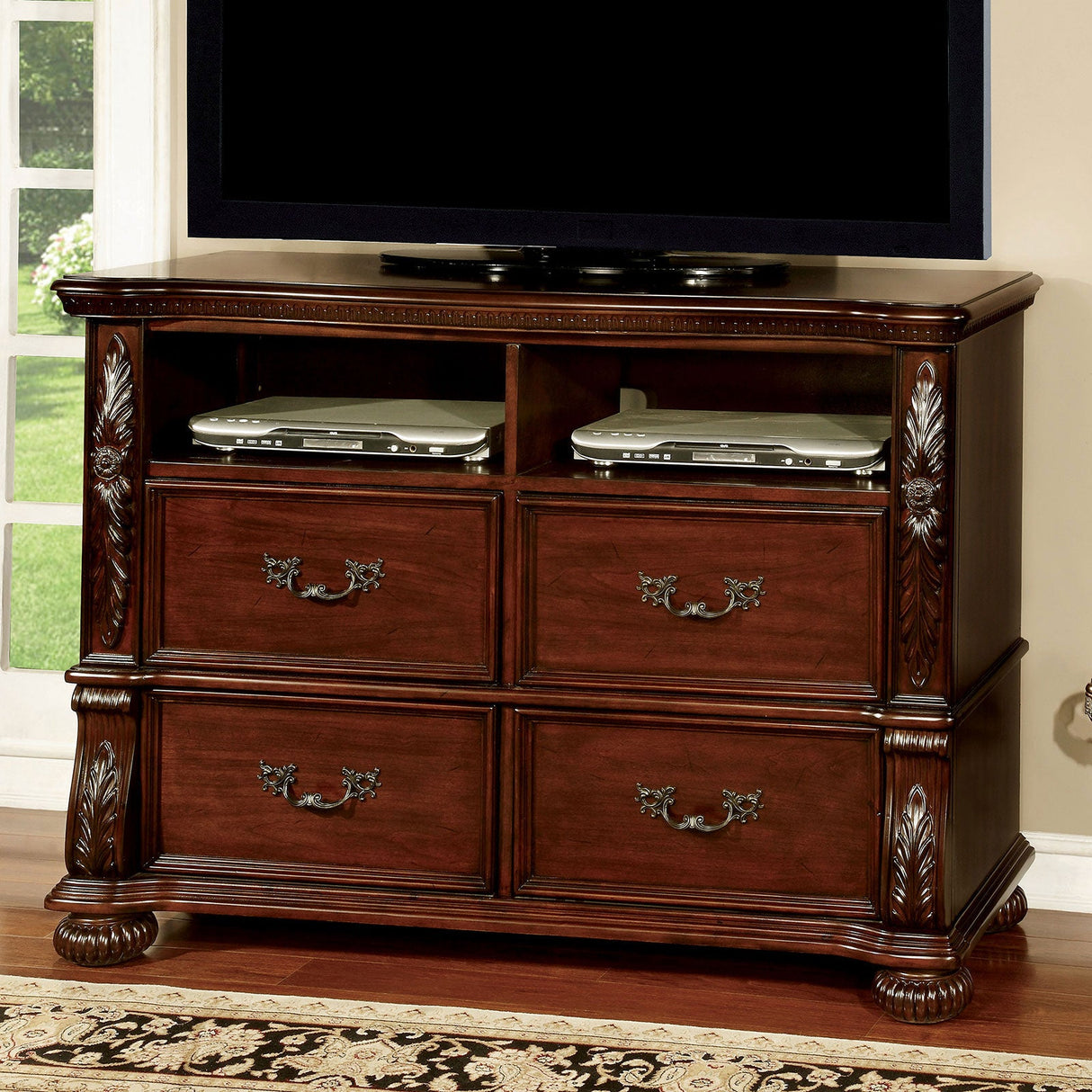 Arthur Brown Cherry Media Chest from Furniture of America - Luna Furniture