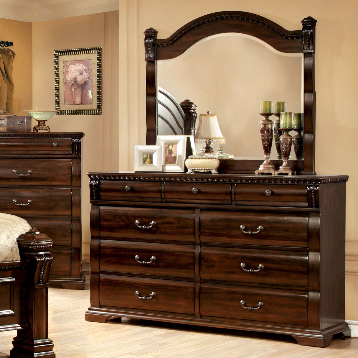 Burleigh Cherry Dresser from Furniture of America - Luna Furniture