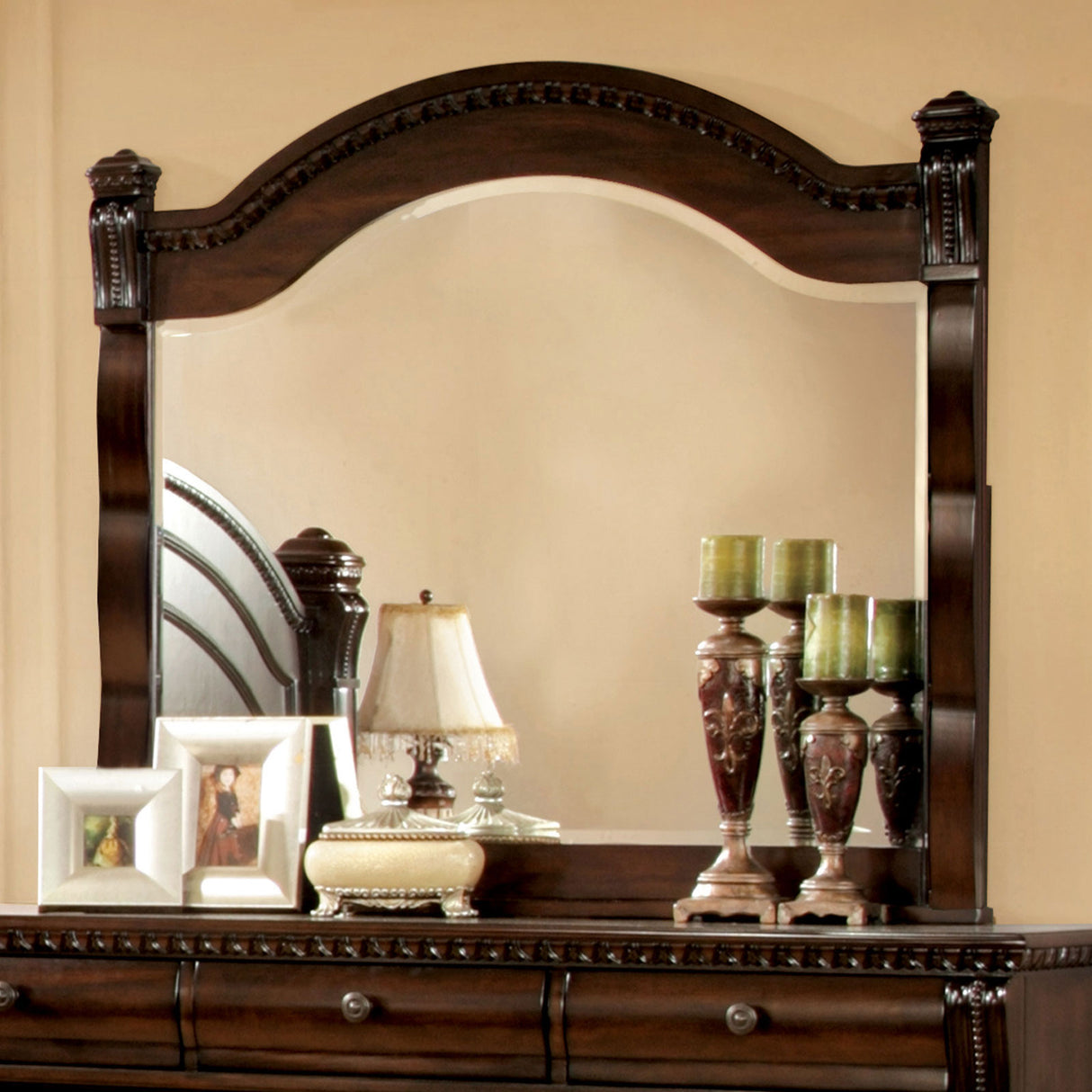 Burleigh Cherry Mirror from Furniture of America - Luna Furniture