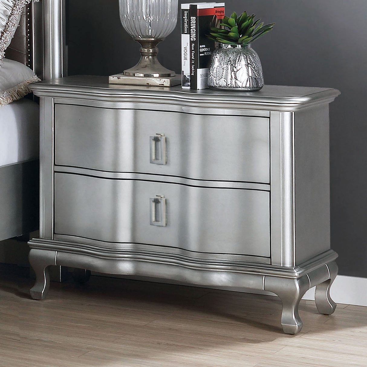 Aalok Silver Night Stand from Furniture of America - Luna Furniture