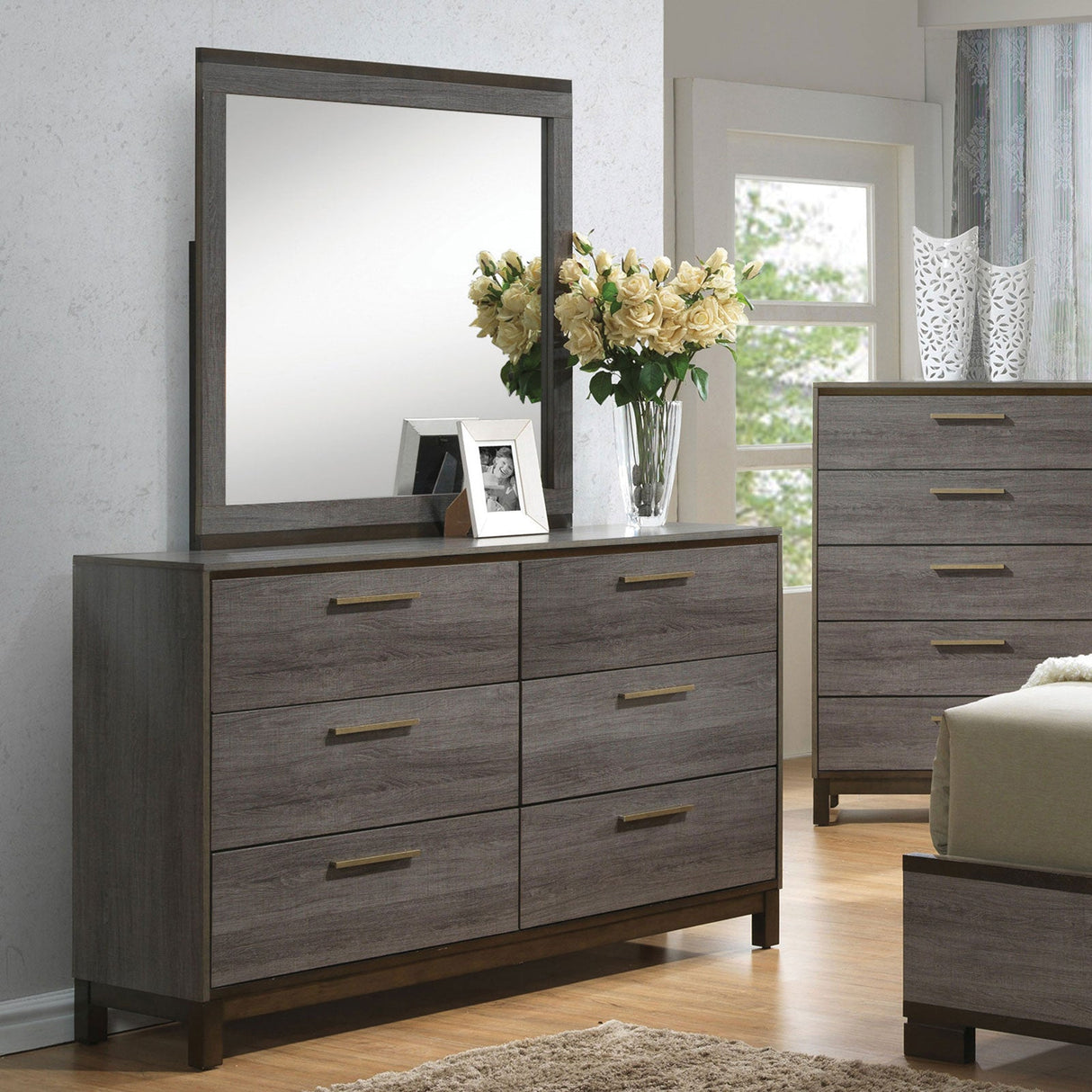 Manvel Two-Tone Antique Gray Dresser from Furniture of America - Luna Furniture