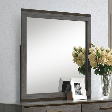 Manvel Two-Tone Antique Gray Mirror from Furniture of America - Luna Furniture