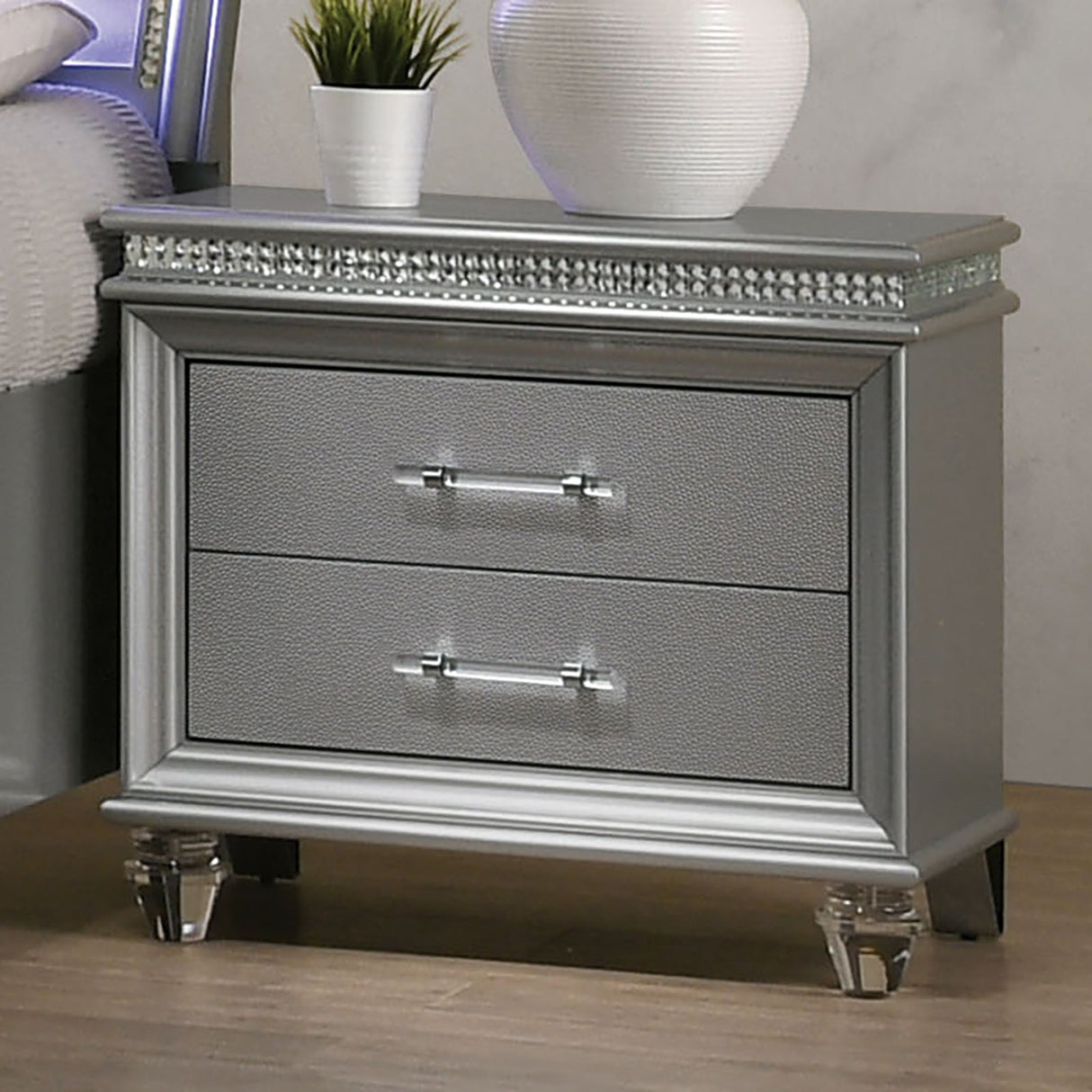 Maddie Silver Night Stand from Furniture of America - Luna Furniture