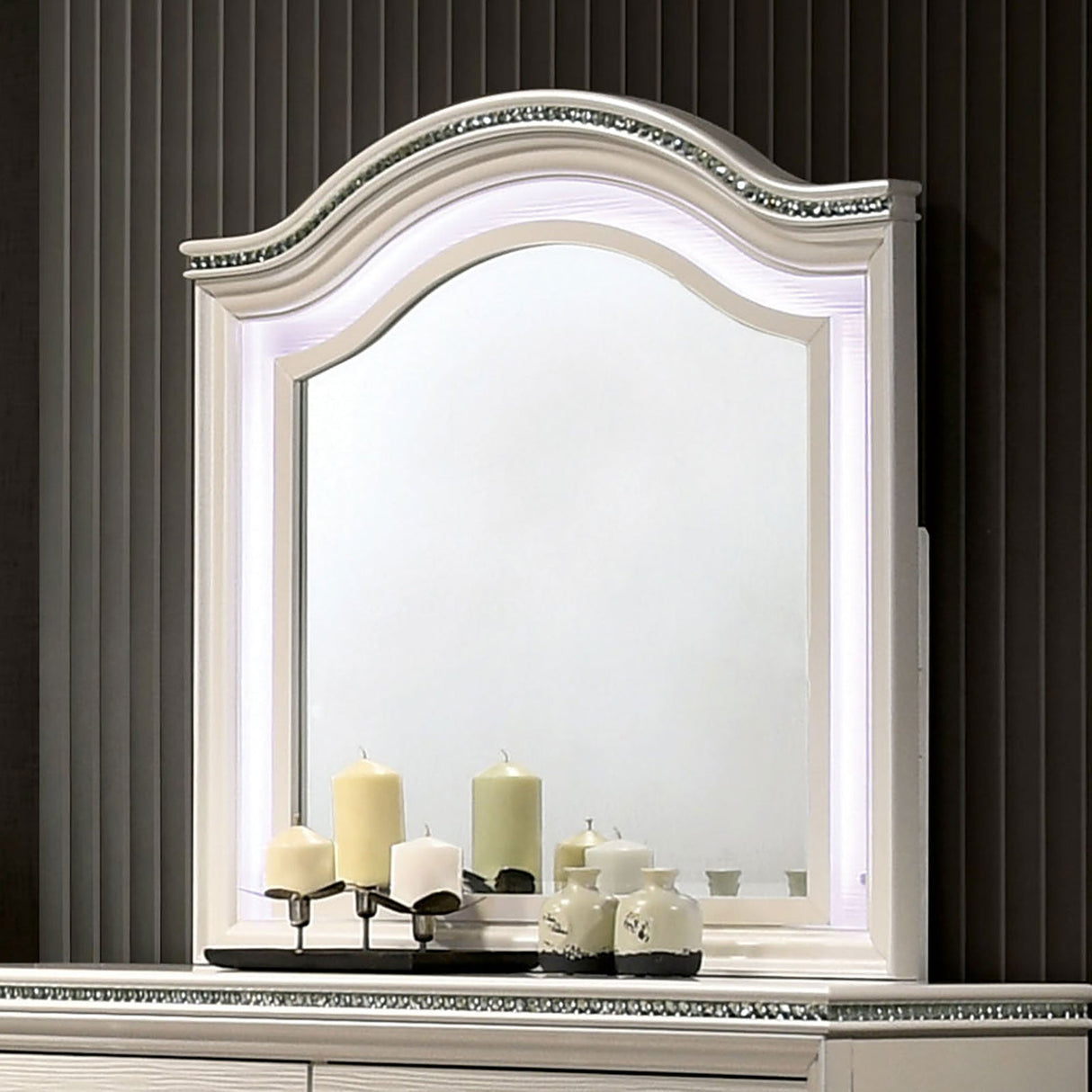 Allie Pearl White Mirror from Furniture of America - Luna Furniture