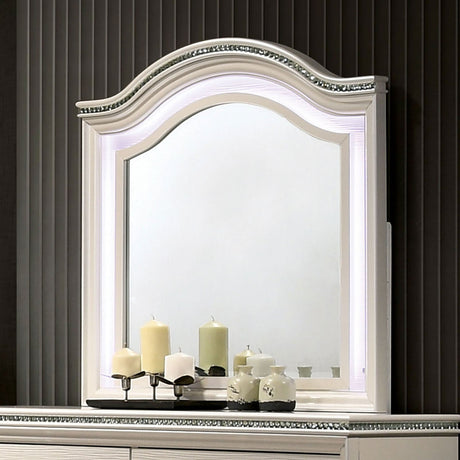 Allie Pearl White Mirror from Furniture of America - Luna Furniture