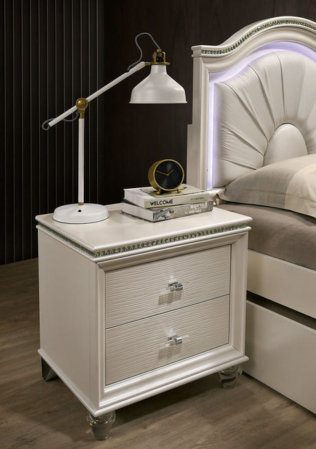 Allie Pearl White Night Stand from Furniture of America - Luna Furniture