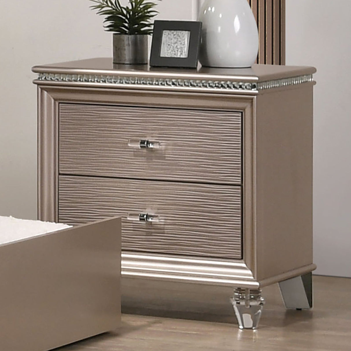 Allie Rose Gold Night Stand from Furniture of America - Luna Furniture