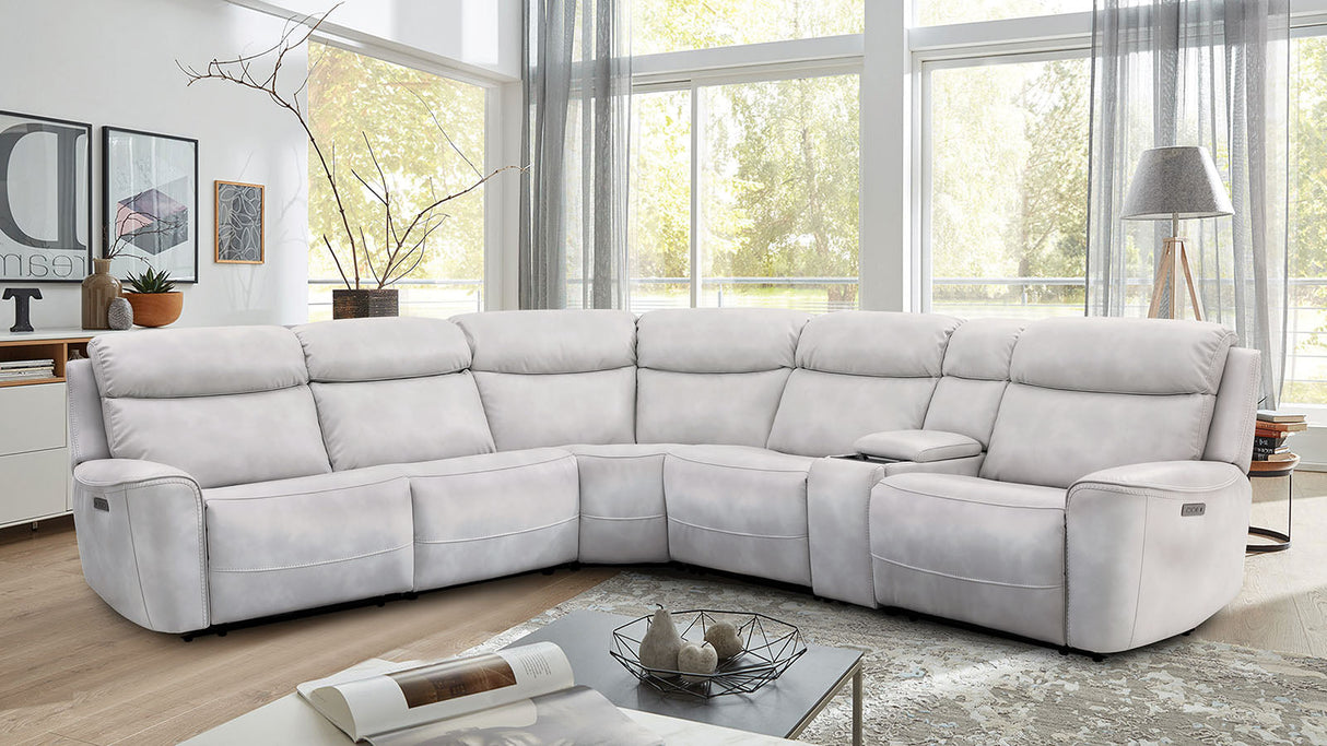 Edmondus Light Taupe Power Sectional from Furniture of America - Luna Furniture