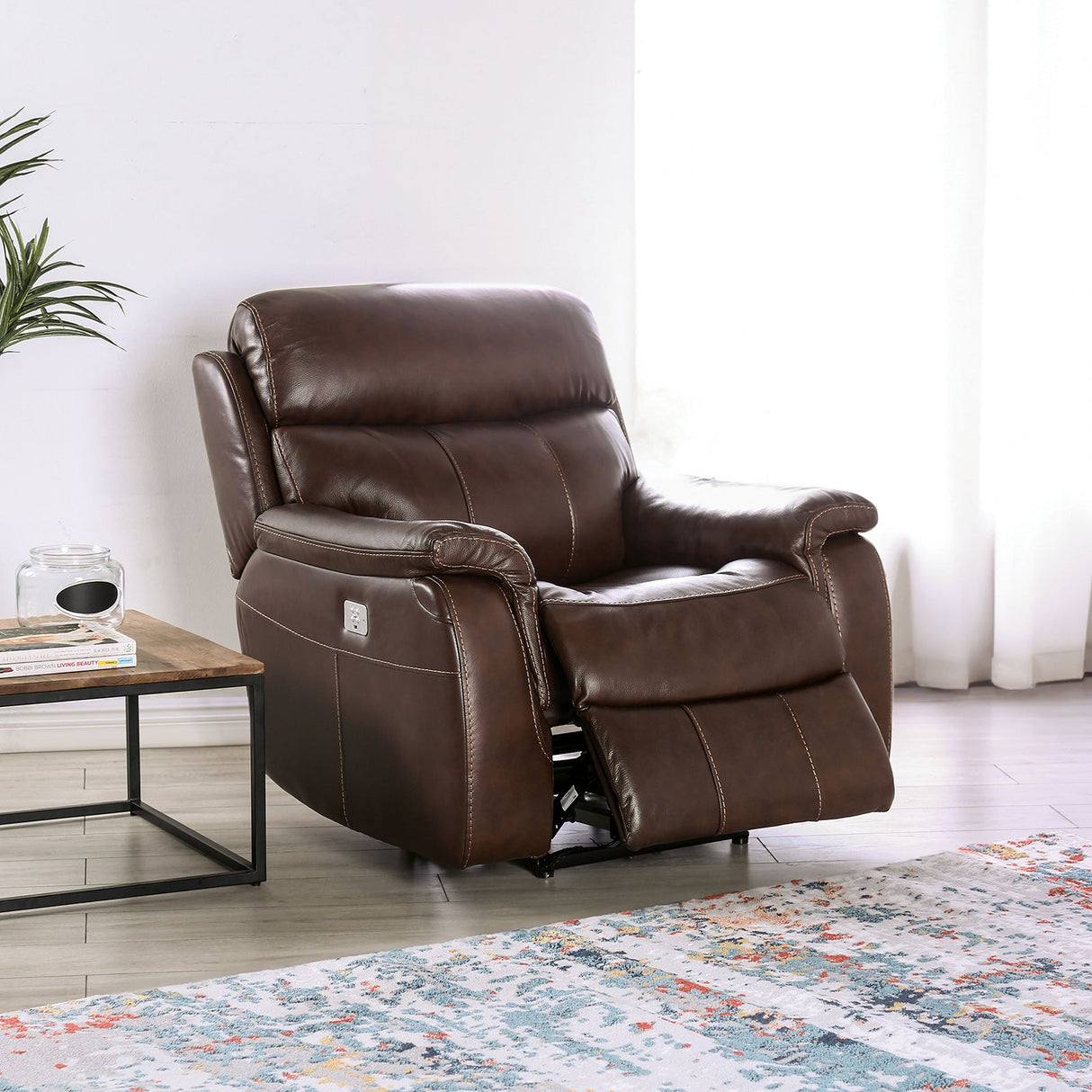 Antenor Brown Power Recliner from Furniture of America - Luna Furniture