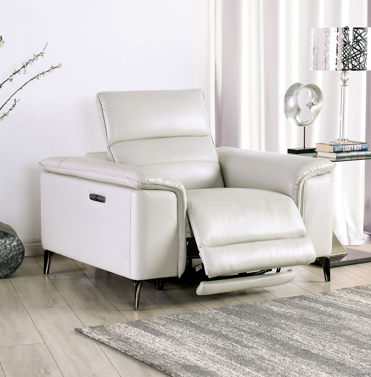 Ascona Light Taupe Power Recliner from Furniture of America - Luna Furniture