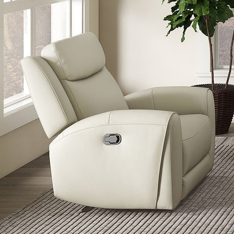 Jacobus Beige Manual Recliner - Leather from Furniture of America - Luna Furniture