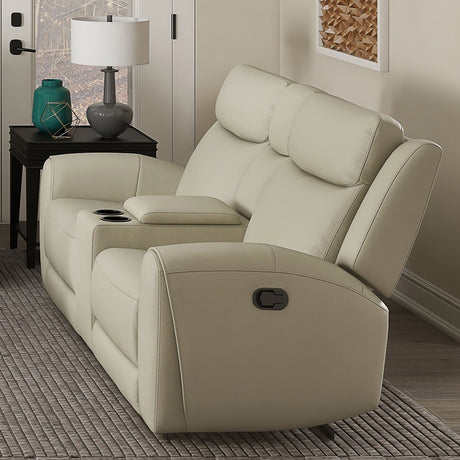 Jacobus Beige Manual Recliner Loveseat w/ Console from Furniture of America - Luna Furniture