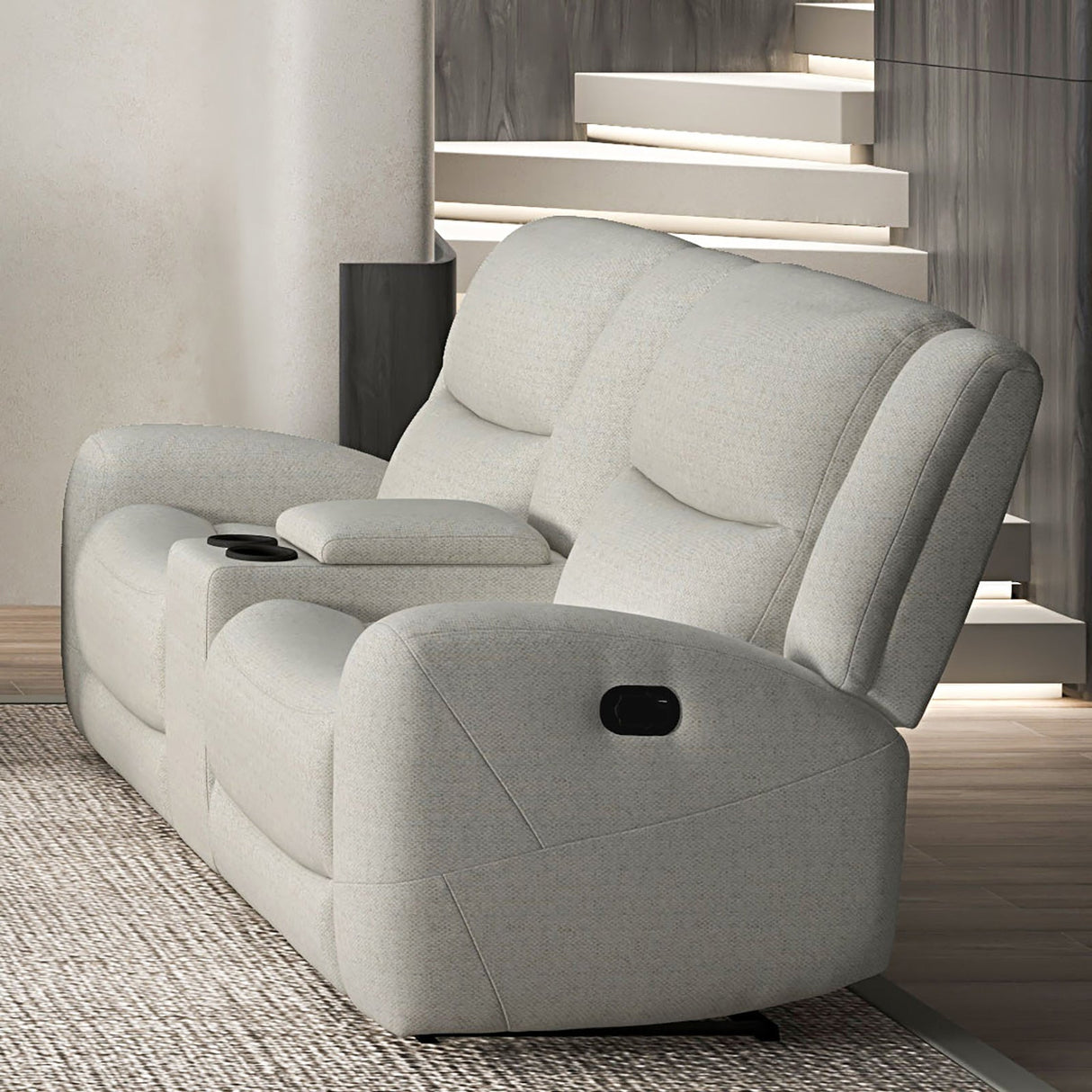 Giraldus Beige Manual Recliner Loveseat w/ Console from Furniture of America - Luna Furniture