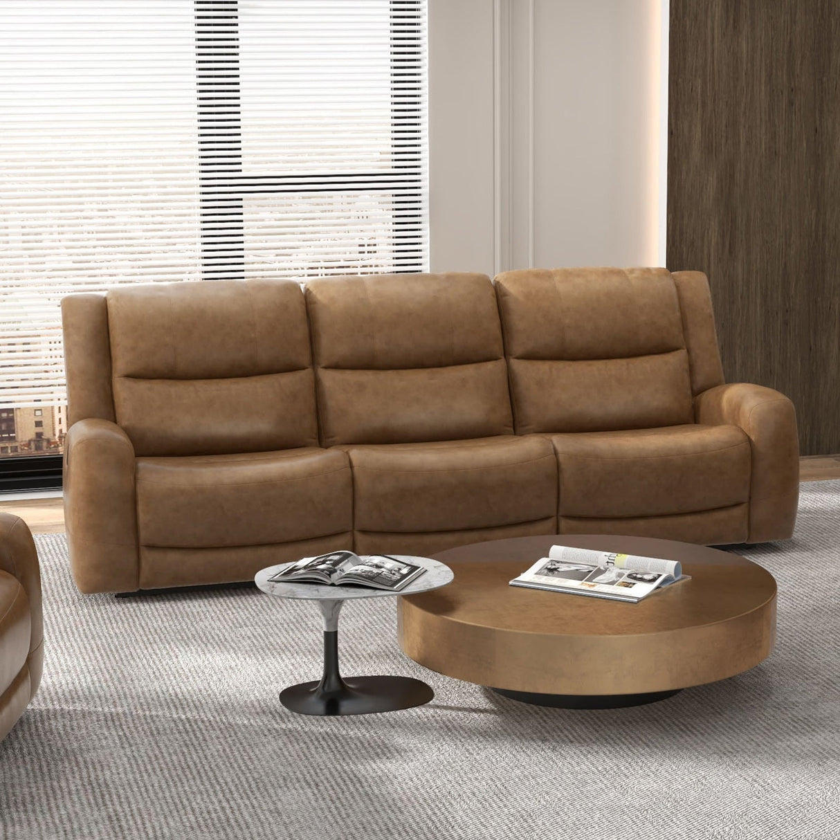 Leolinus Brown Manual Recliner Sofa from Furniture of America - Luna Furniture