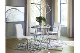 Madanere Chrome Finish Dining Table and 4 Chairs -  Ashley - Luna Furniture