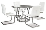 Madanere Chrome Finish Dining Table and 4 Chairs -  Ashley - Luna Furniture