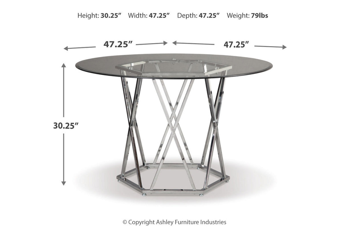 Madanere Chrome Finish Dining Table and 4 Chairs -  Ashley - Luna Furniture