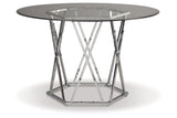 Madanere Chrome Finish Dining Table and 4 Chairs -  Ashley - Luna Furniture