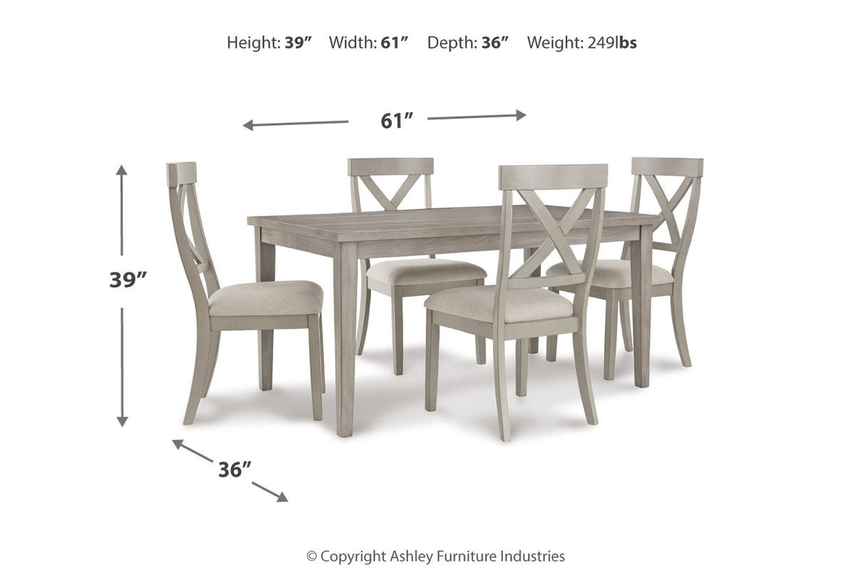 Parellen Gray Dining Table and 4 Chairs -  Ashley - Luna Furniture