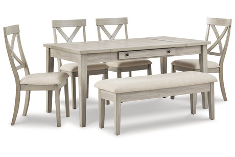 Parellen Gray Dining Table, 4 Chairs and Bench -  Ashley - Luna Furniture
