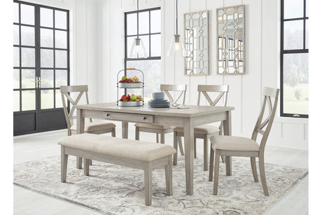 Parellen Gray Dining Table, 4 Chairs and Bench -  Ashley - Luna Furniture