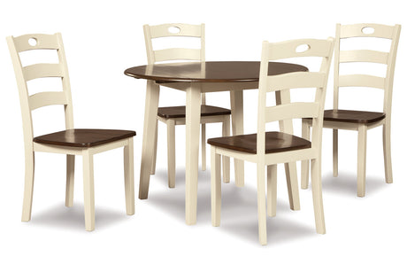 Woodanville Cream/Brown Dining Table with 4 Chairs -  Ashley - Luna Furniture