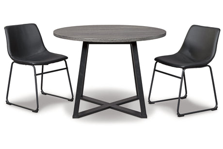 Centiar Black Dining Table and 2 Chairs -  Ashley - Luna Furniture