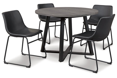 Centiar Black Dining Table and 4 Chairs -  Ashley - Luna Furniture