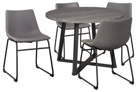 Centiar Gray/Black Dining Table with 4 Chairs -  Ashley - Luna Furniture
