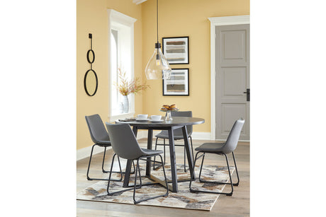 Centiar Gray/Black Dining Table with 4 Chairs -  Ashley - Luna Furniture