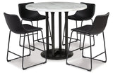 Centiar Black Counter Height Dining Table and 4 Barstools -  Ashley - Luna Furniture