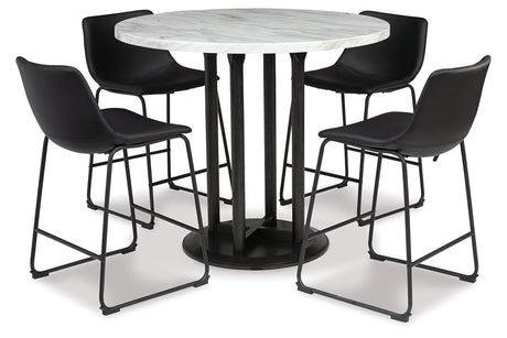 Centiar Black Counter Height Dining Table and 4 Barstools -  Ashley - Luna Furniture