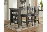 Caitbrook Gray Counter Height Dining Table and 2 Barstools -  Ashley - Luna Furniture