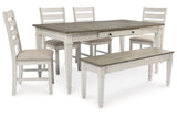 Skempton Two-tone Dining Table, 4 Chairs, and Bench -  Ashley - Luna Furniture