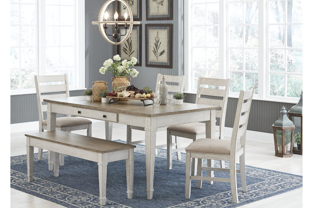 Skempton Two-tone Dining Table, 4 Chairs, and Bench -  Ashley - Luna Furniture