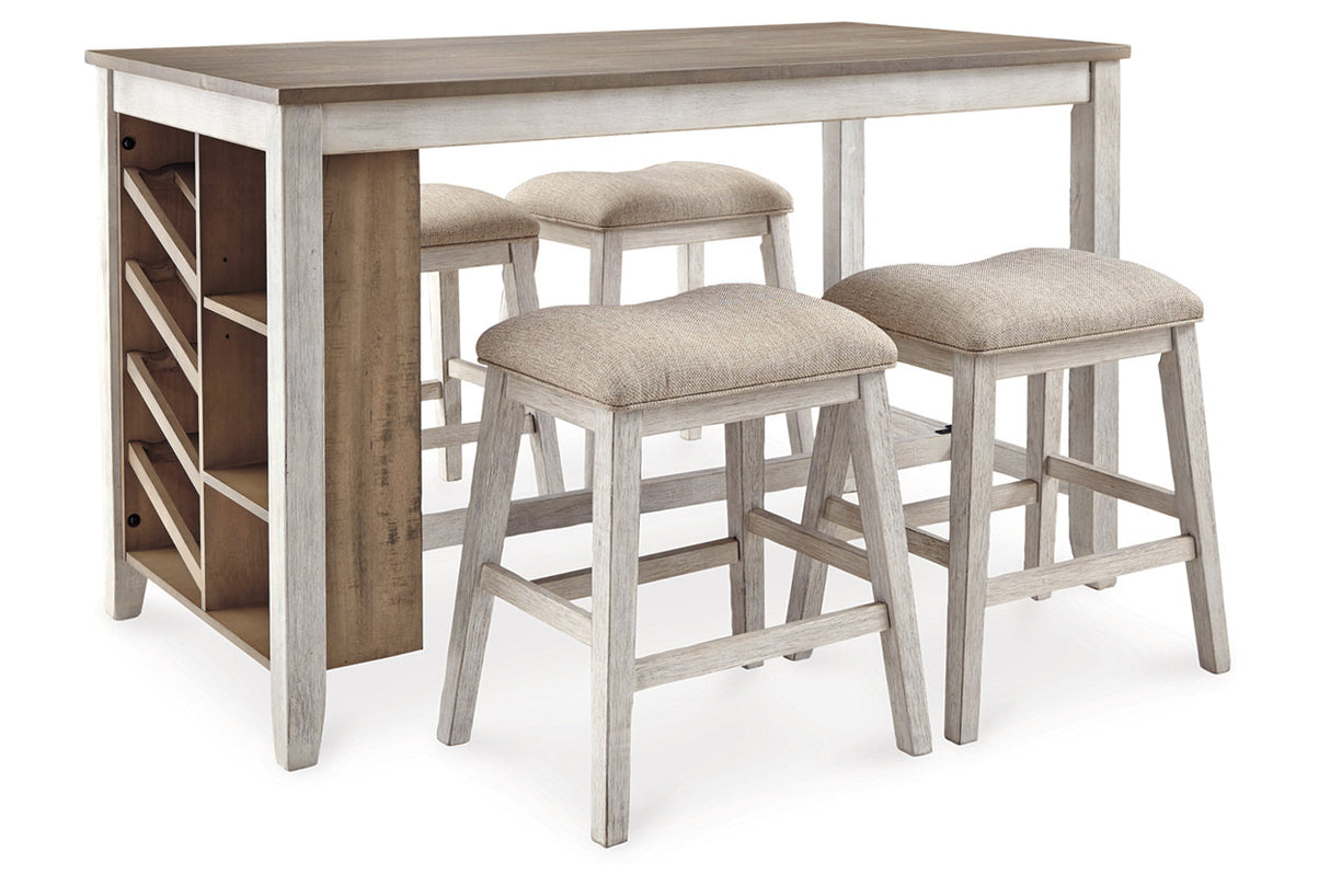 Skempton White/Light Brown Counter Height Dining Table and 4 Barstools -  Ashley - Luna Furniture