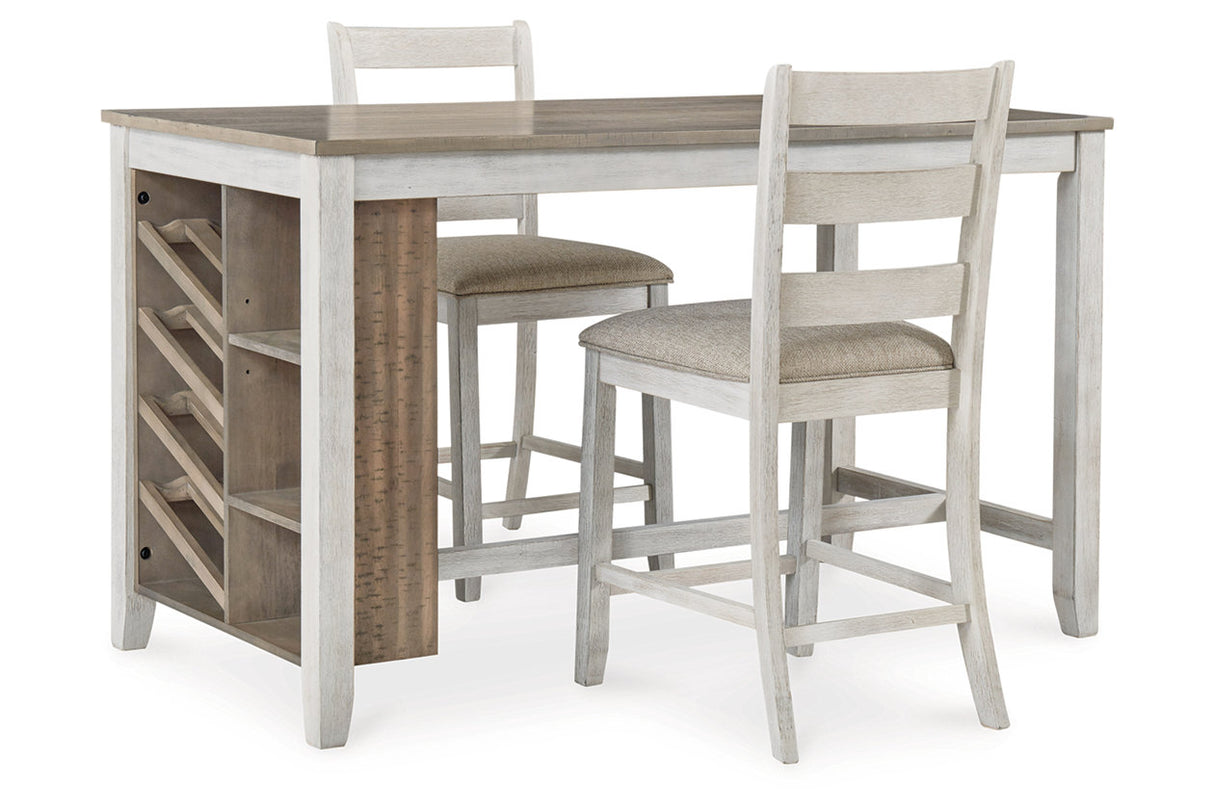 Skempton White/Light Brown Counter Height Dining Table and 2 Barstools -  Ashley - Luna Furniture