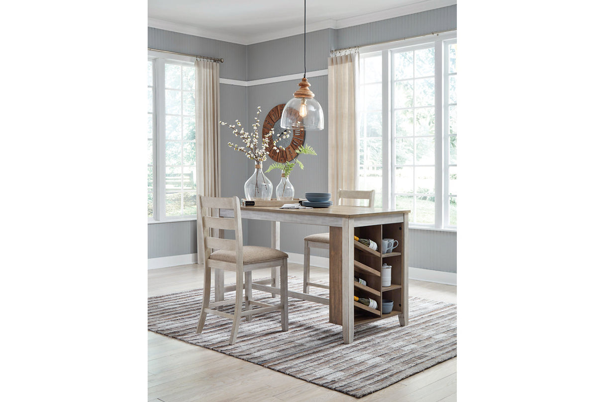 Skempton White/Light Brown Counter Height Dining Table and 2 Barstools -  Ashley - Luna Furniture