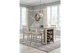 Skempton White/Light Brown Counter Height Dining Table and 4 Barstools -  Ashley - Luna Furniture