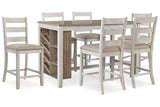 Skempton Two-tone Counter Height Dining Table and 6 Barstools -  Ashley - Luna Furniture