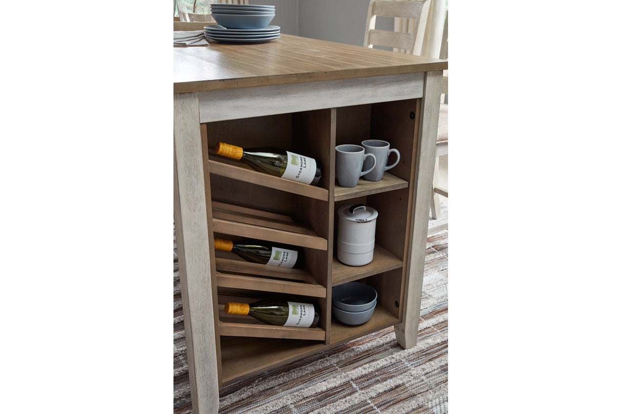 Skempton White/Light Brown Counter Height Dining Table and 2 Barstools -  Ashley - Luna Furniture