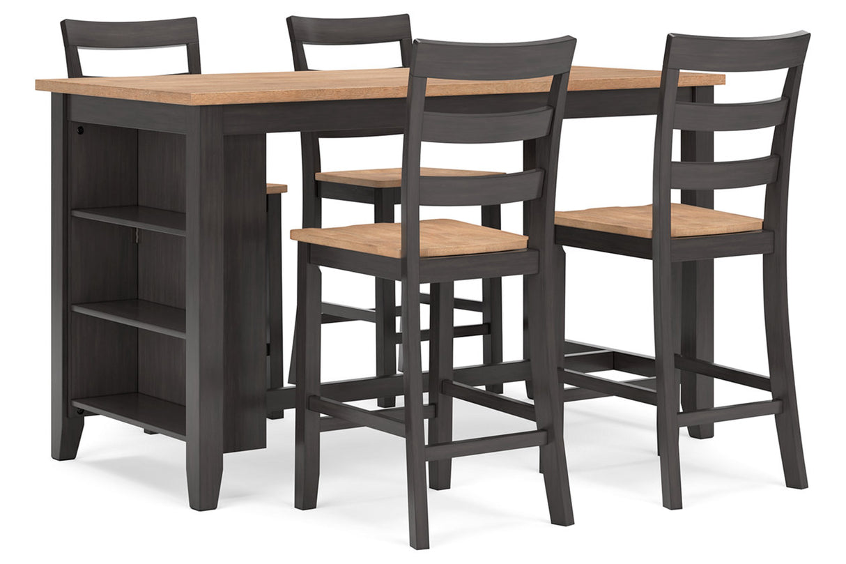 Gesthaven Natural/Brown Counter Height Dining Table and 4 Barstools -  Ashley - Luna Furniture