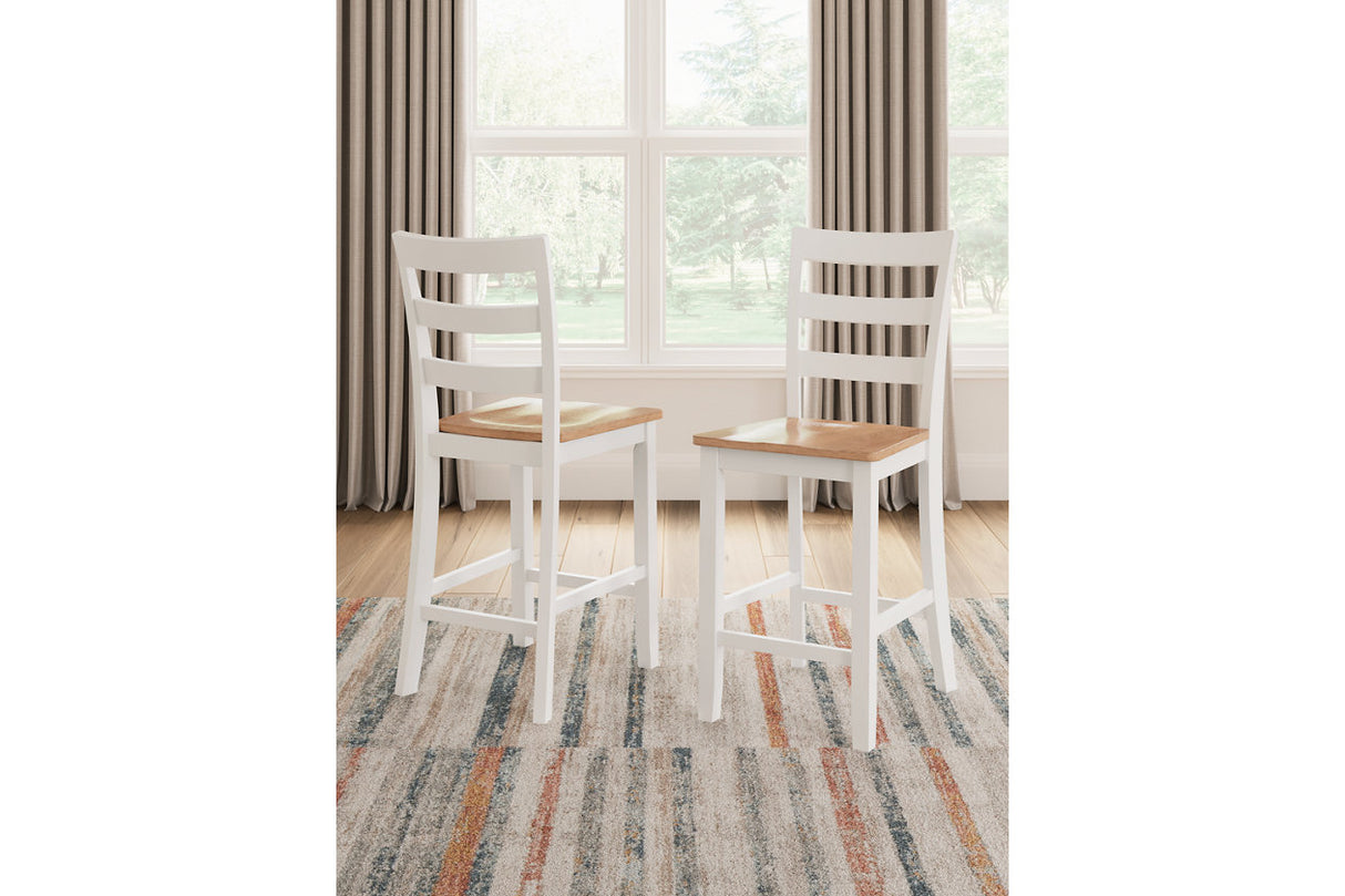 Gesthaven Natural/White Counter Height Dining Table and 2 Barstools -  Ashley - Luna Furniture