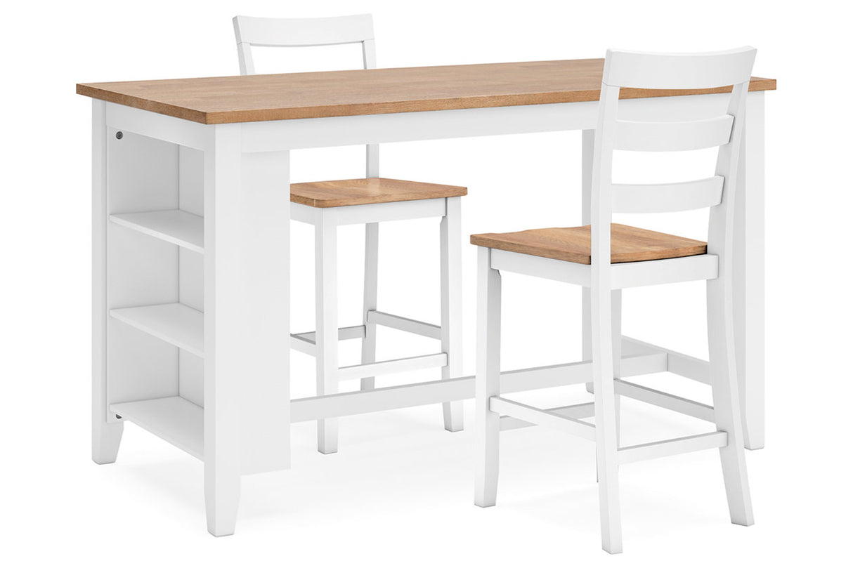 Gesthaven Natural/White Counter Height Dining Table and 2 Barstools -  Ashley - Luna Furniture